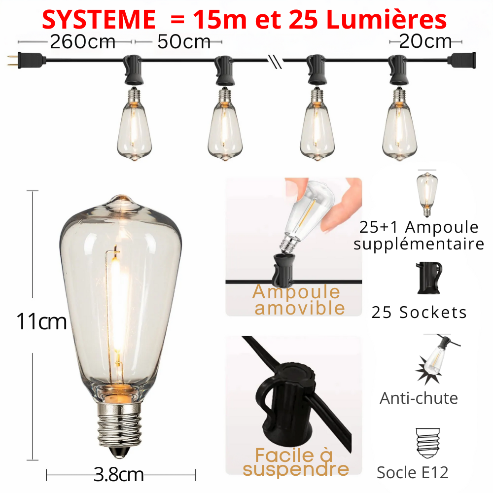 luminaire exterieur resistant 25 ampoules
