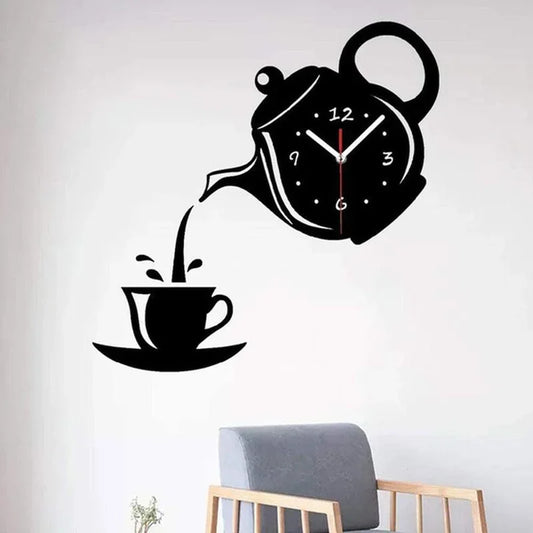 Stickers Muraux - CupTeapotWallClock™- Noir