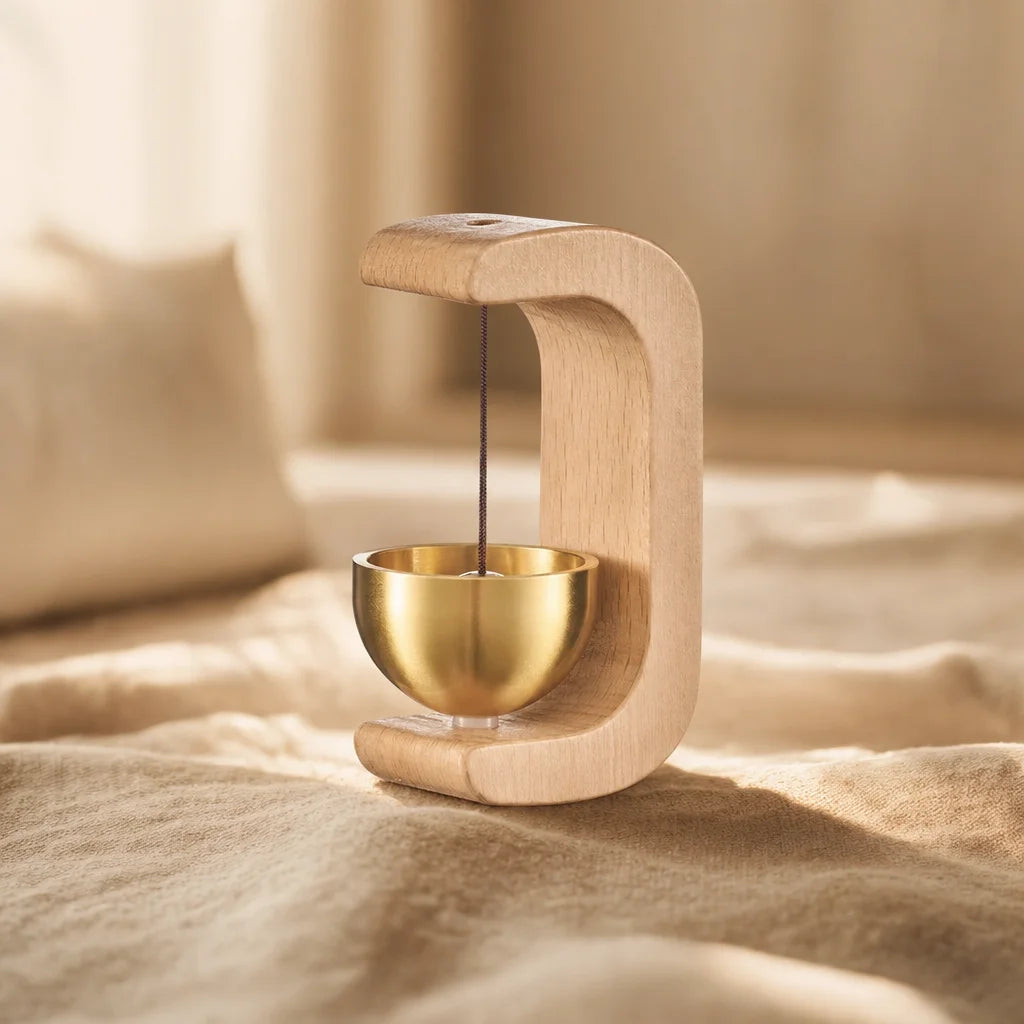 carillon éolien intérieur zen - échelle réelle 45cm main féminine bois laiton ZÉNOVA™