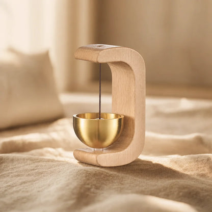 carillon éolien intérieur zen - échelle réelle 45cm main féminine bois laiton ZÉNOVA™