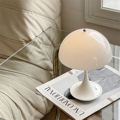 lampe champignon allumee ambiance douce