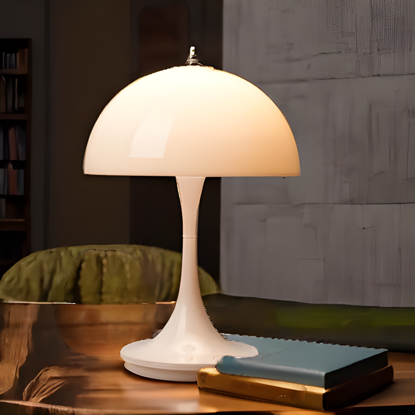 lampe champignon blanc console japandi