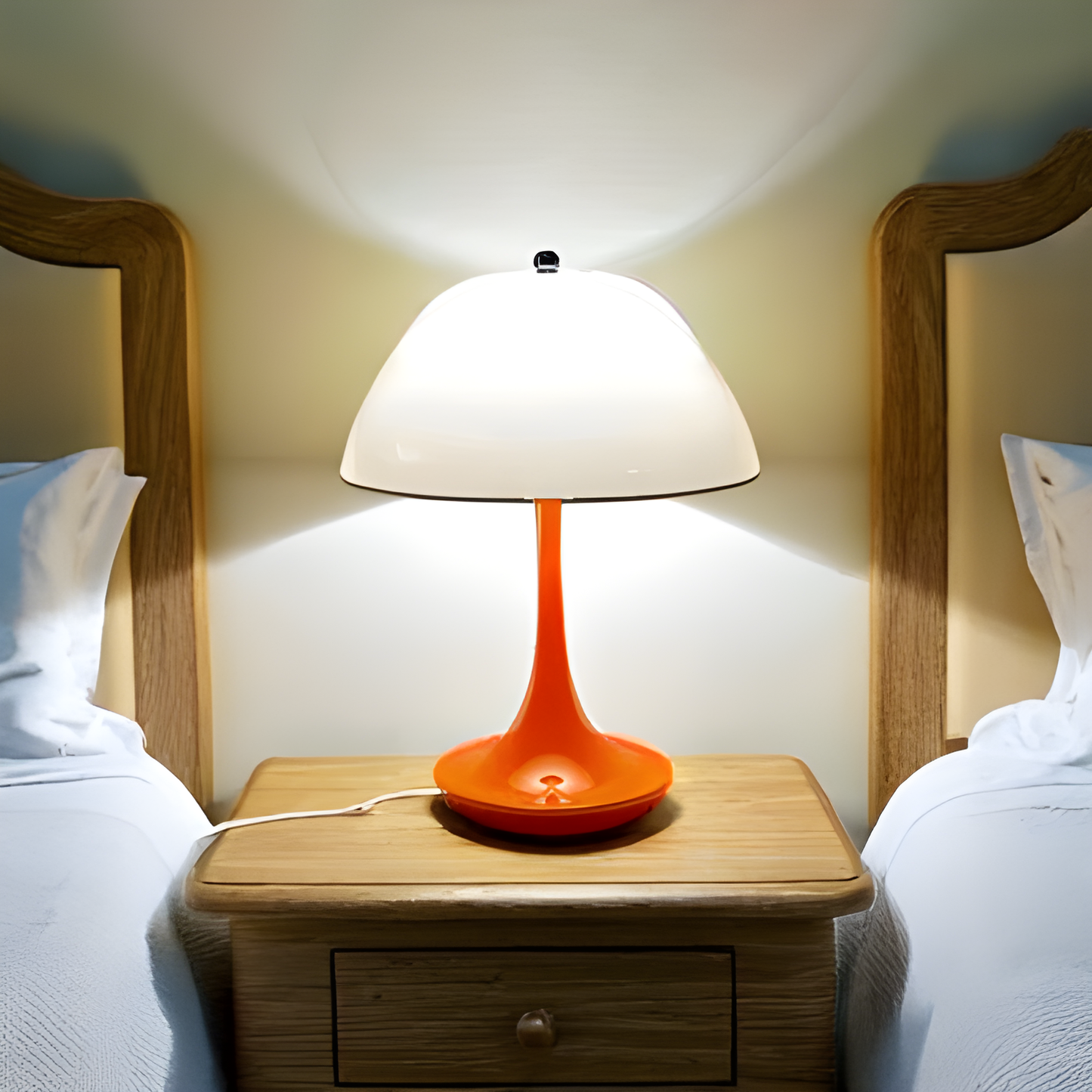 lampe champignon orange chambre golden hour