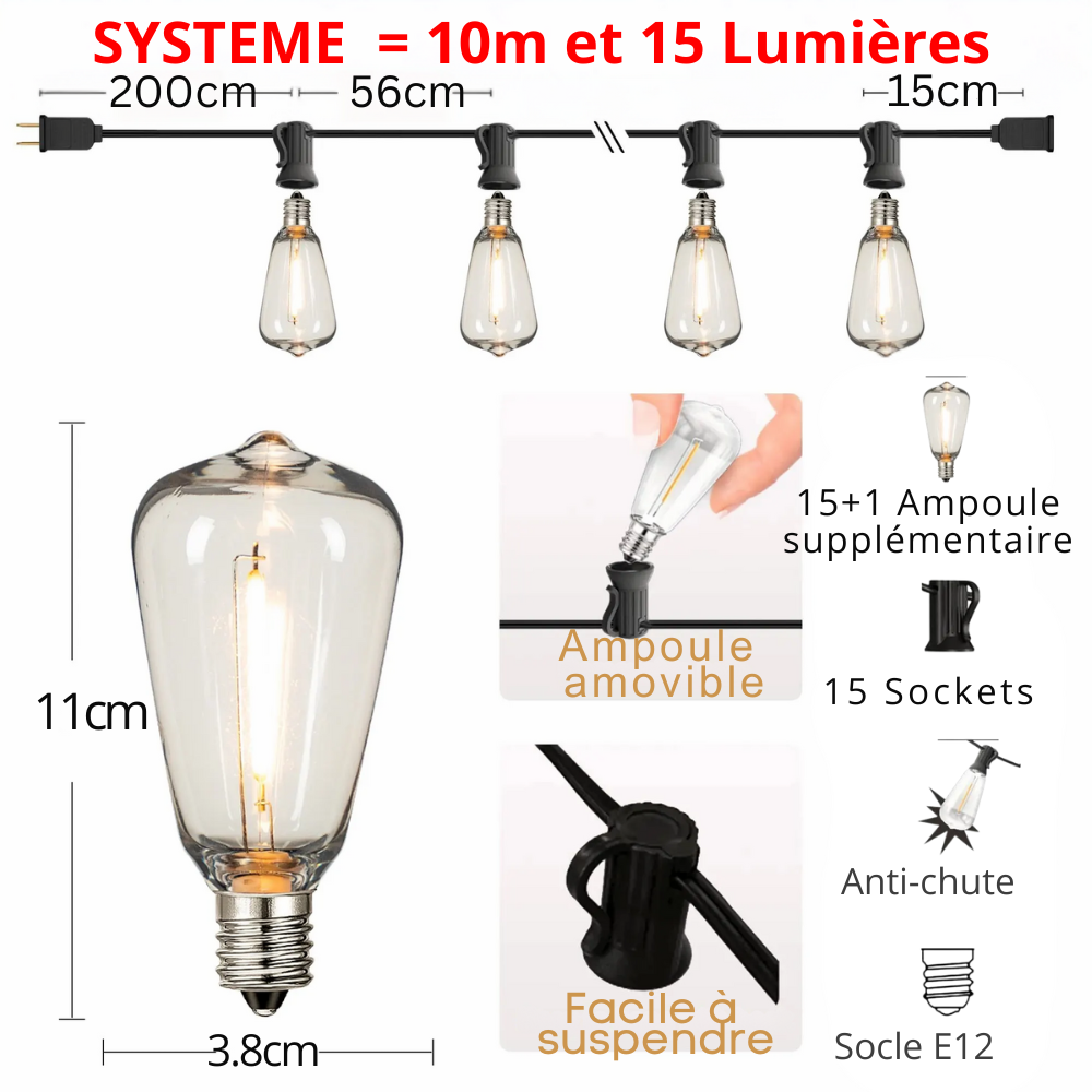 luminaire exterieur fete 15 ampoules