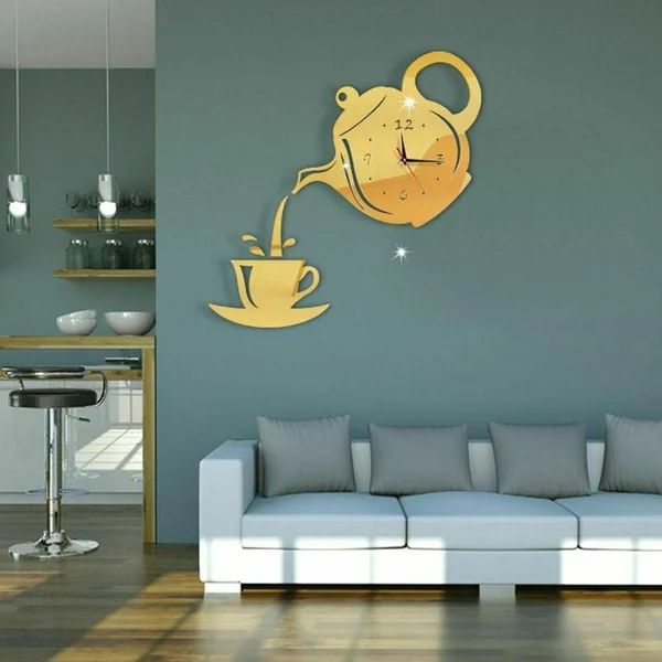 Stickers Muraux - CupTeapotWallClock™- Doré