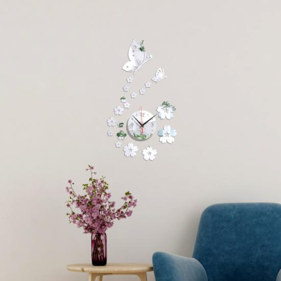 Stickers Muraux - CrystalButterflyClocks™- Argent