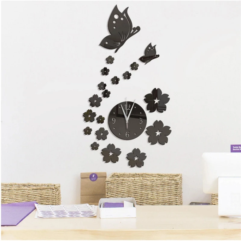 Stickers Muraux - CrystalButterflyClocks™- Noir