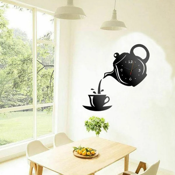 Stickers Muraux - CupTeapotWallClock™- Noir