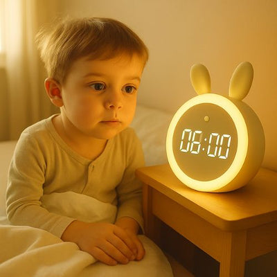 veilleuse reveil lapin silicone abs decoration chambre beb matin