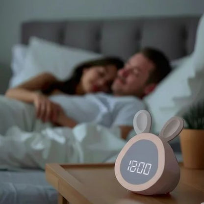 veilleuse reveil lapin trois modes eclairage nocturne parents
